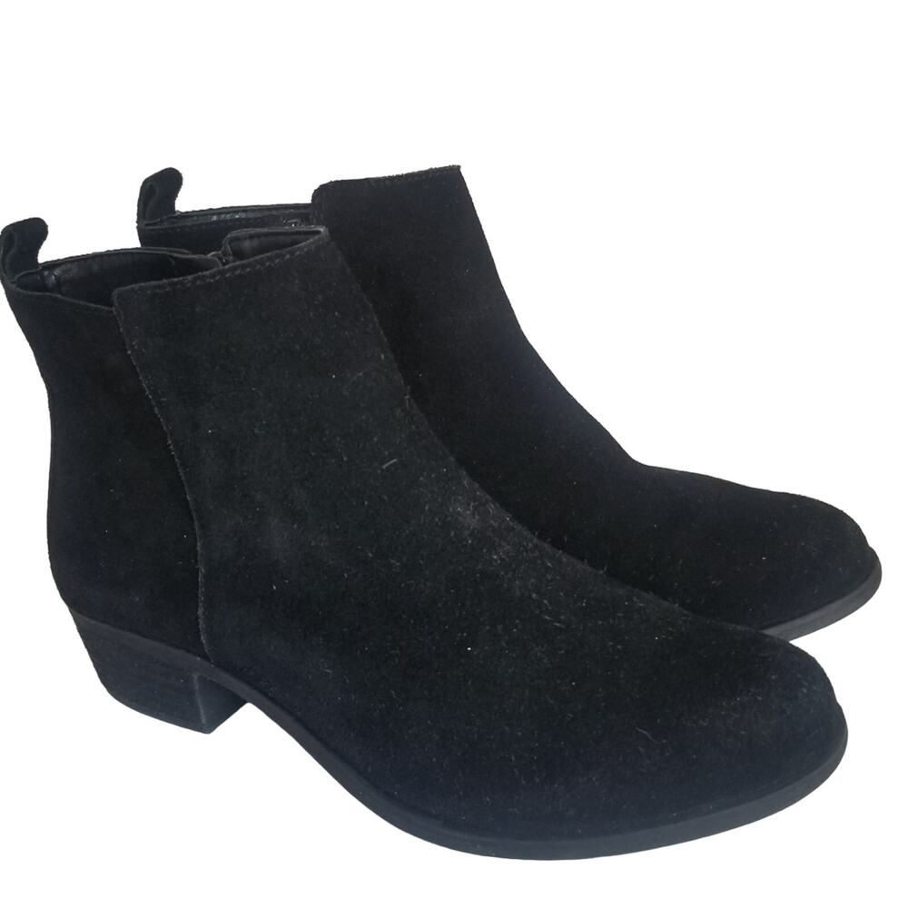 Vince Camuto Boots Womens 7.5 M Black VV Brystal Suede Leather Ankle